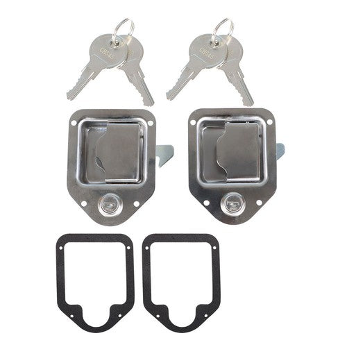 4-3/8" x 3-1/4" 2 Stainless Door Lock For RV Trailer Toolbox Handle Latch Key