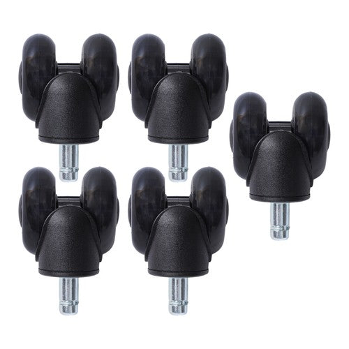 5-piece set 2" Office Chair Rubber Caster Swivel Wheels Black, 360° steering
