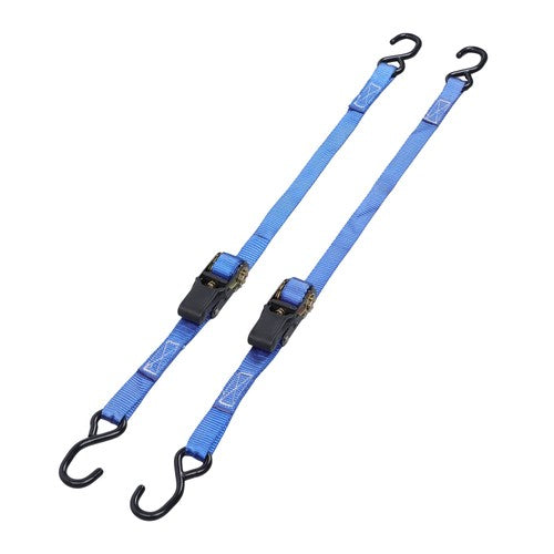 Ratchet Strap*2 Steel+Polyester Blue Fracture Strength 2400lbs 1in*4ft S Hooks