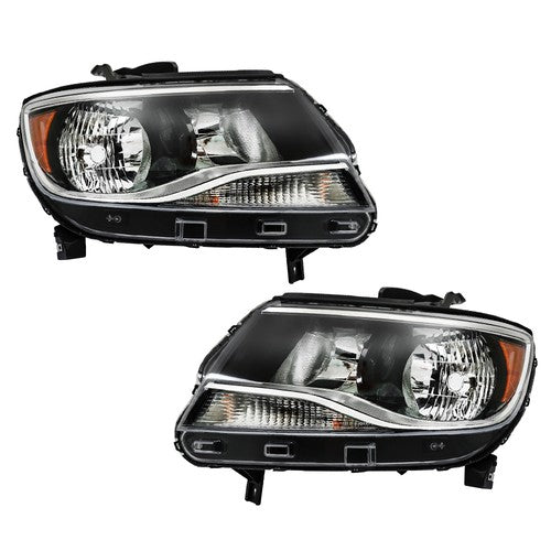 Headlights Black Fit For Chevy Colorado 2015-2022 Halogen Projector LH & RH Pair