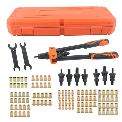 14" Rivet Nut Tool Kit Metric & Inch Mandrels 70pcs Rivnuts Nuts & 7 mandrels