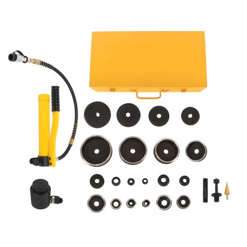 15 Ton 1/2" to 4" Hydraulic Knockout Punch Driver Tool Kit with 10 Dies