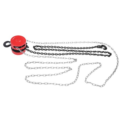 Chain Hoist Chain Block 1 Ton Capacity 10 Feet Lift Steel Construction Red