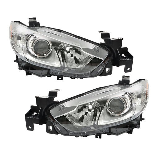 Fit For Mazda 6 2014-2017 Black Halogen Clear Lens RH+LH Side Headlight Assembly