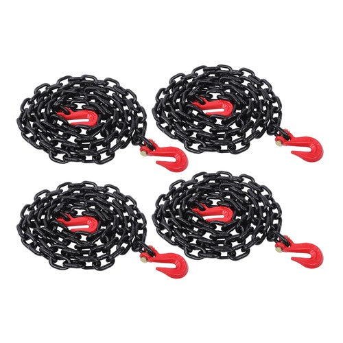 4PCS Binder Chain 3/8'' X 10' Grade 80 Transport Tow Chain Grab Hooks 7100 LBS