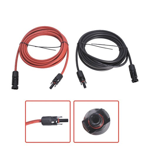 1 Pair 12AWG Black + Red Solar Panel Extension Cable Wire Connector