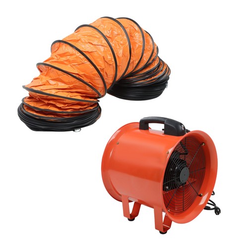 Industrial Portable Blower Steel Orange 520W 2300CFM 3300RPM 12' 32.8ft Ducting