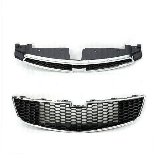 Front Upper Lower Grille Grill Black Plastic Trim For Chevrolet Cruze 2011-2014