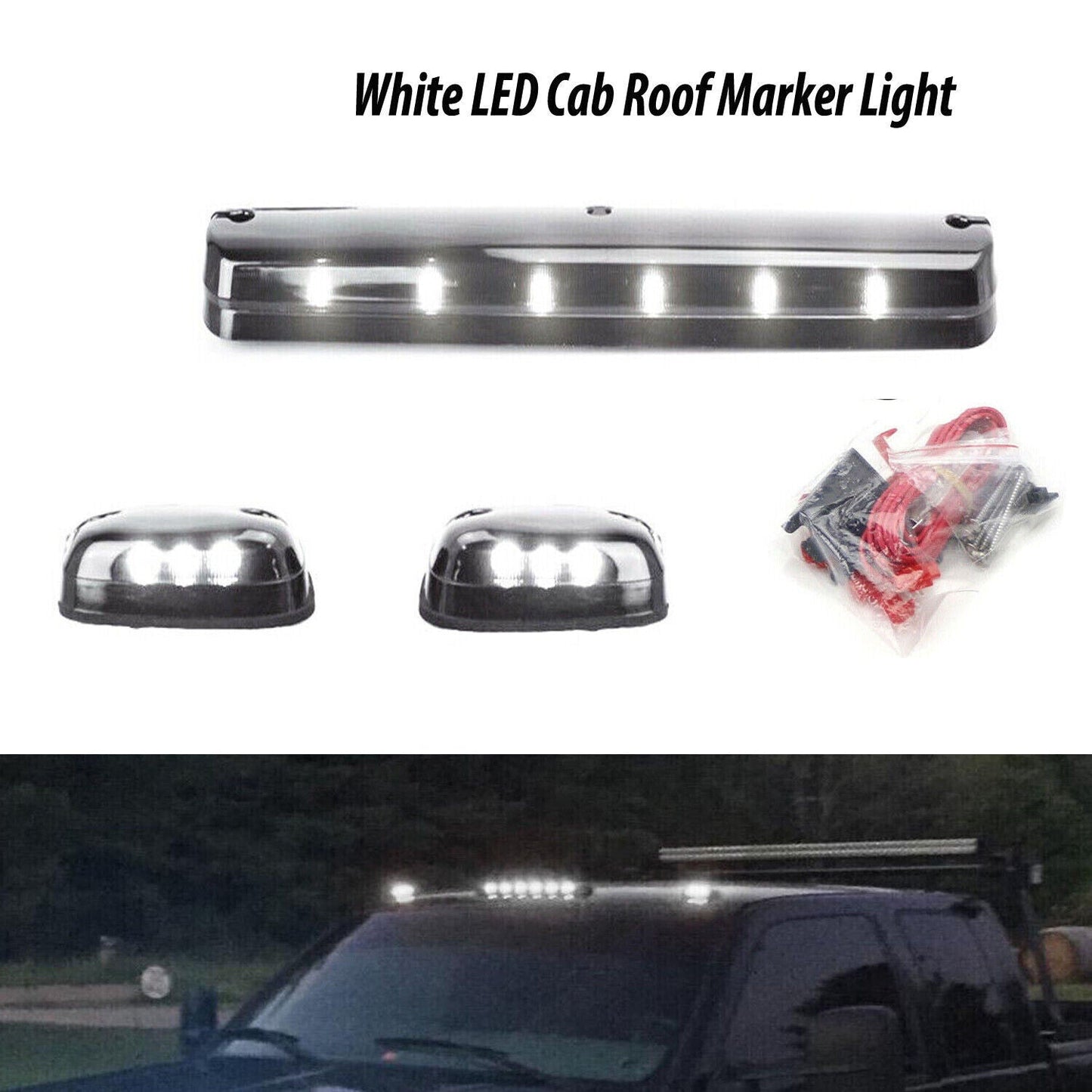 LED Cab Roof Marker Lights for 2007 to 2013 for Chevy for GMC 1500 2500HD White