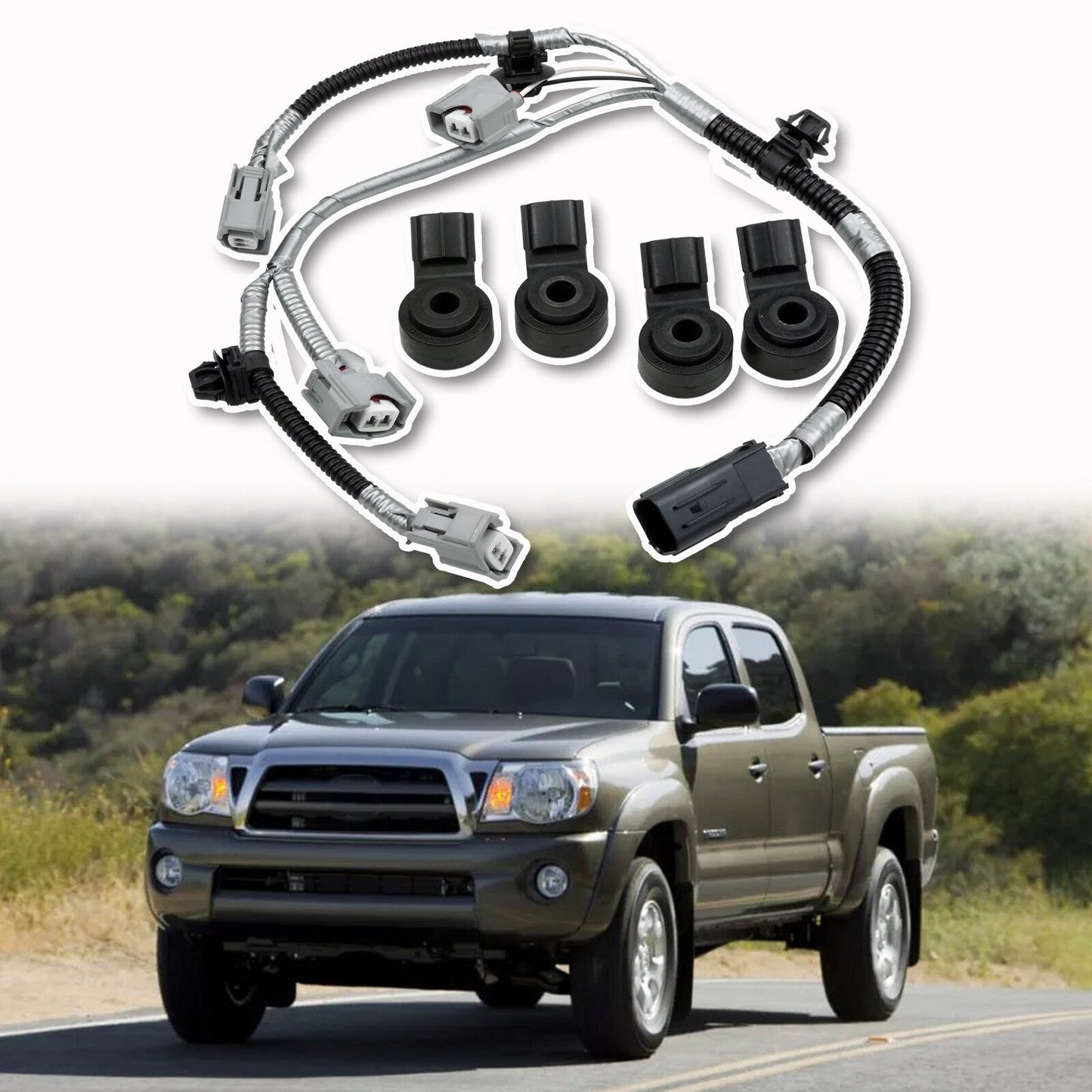 4x Wiring Harness Kit & Engine Knock Sensor For 07-20 Sequoia Tundra 5.7L
