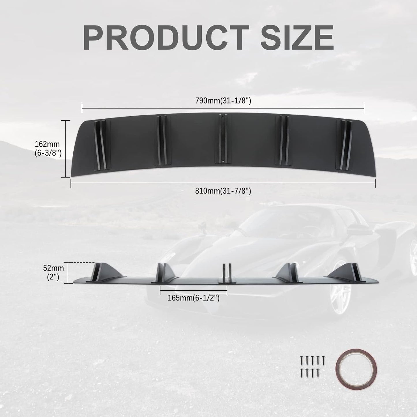 For 2013-2017 Honda Accord 10 Fins Rear Bumper Diffuser Spoiler Lip Splitter