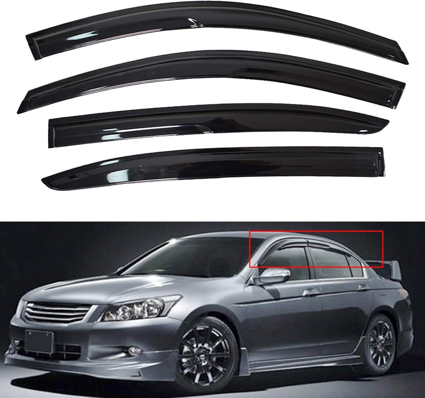 For 2009-2012 8TH Gen Honda Accord JDM Style Window Visor Vent Rain Guards