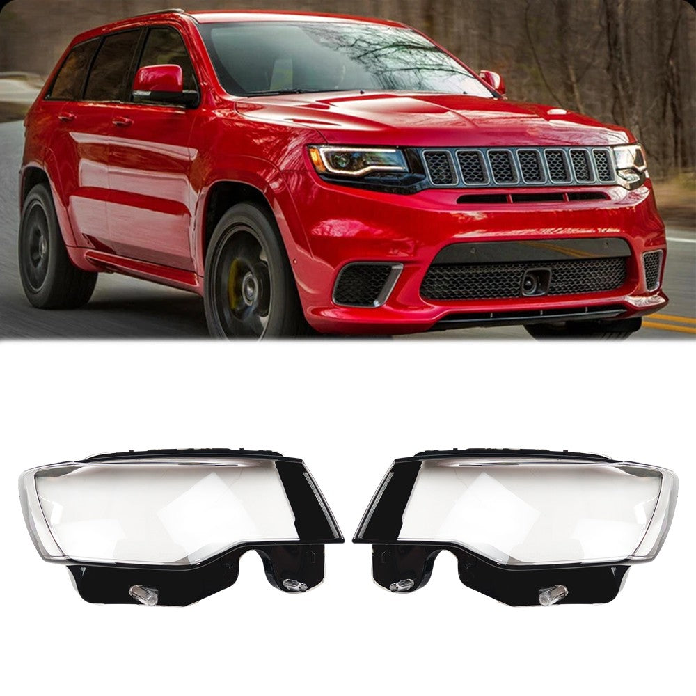 LEFT+RIGHT Headlight Headlamp Lens Cover For Jeep Grand Cherokee 2014-19