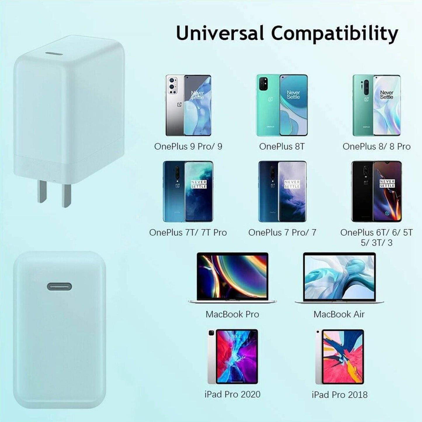 New 65W Warp Charger w/ Type-C Cable For OnePlus 9Pro Nord 7T 8TPro Charger US