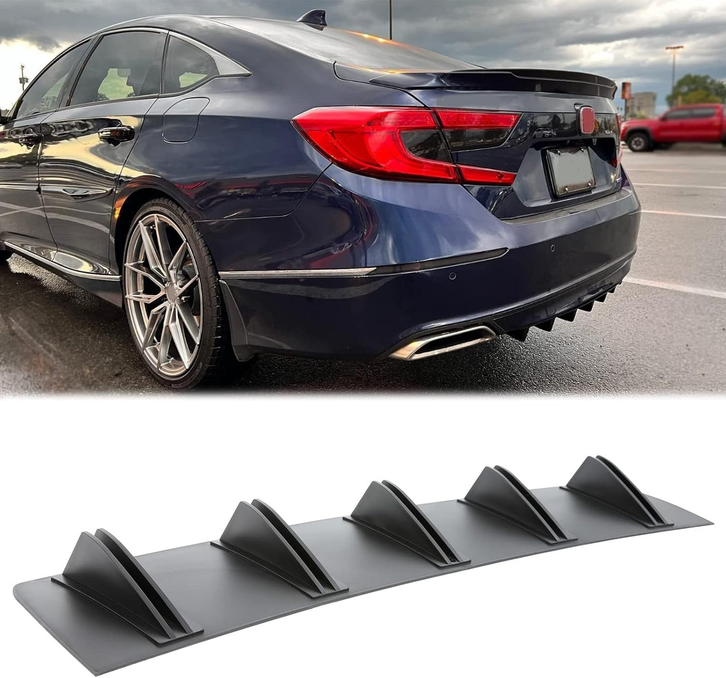 For 2013-2017 Honda Accord 10 Fins Rear Bumper Diffuser Spoiler Lip Splitter