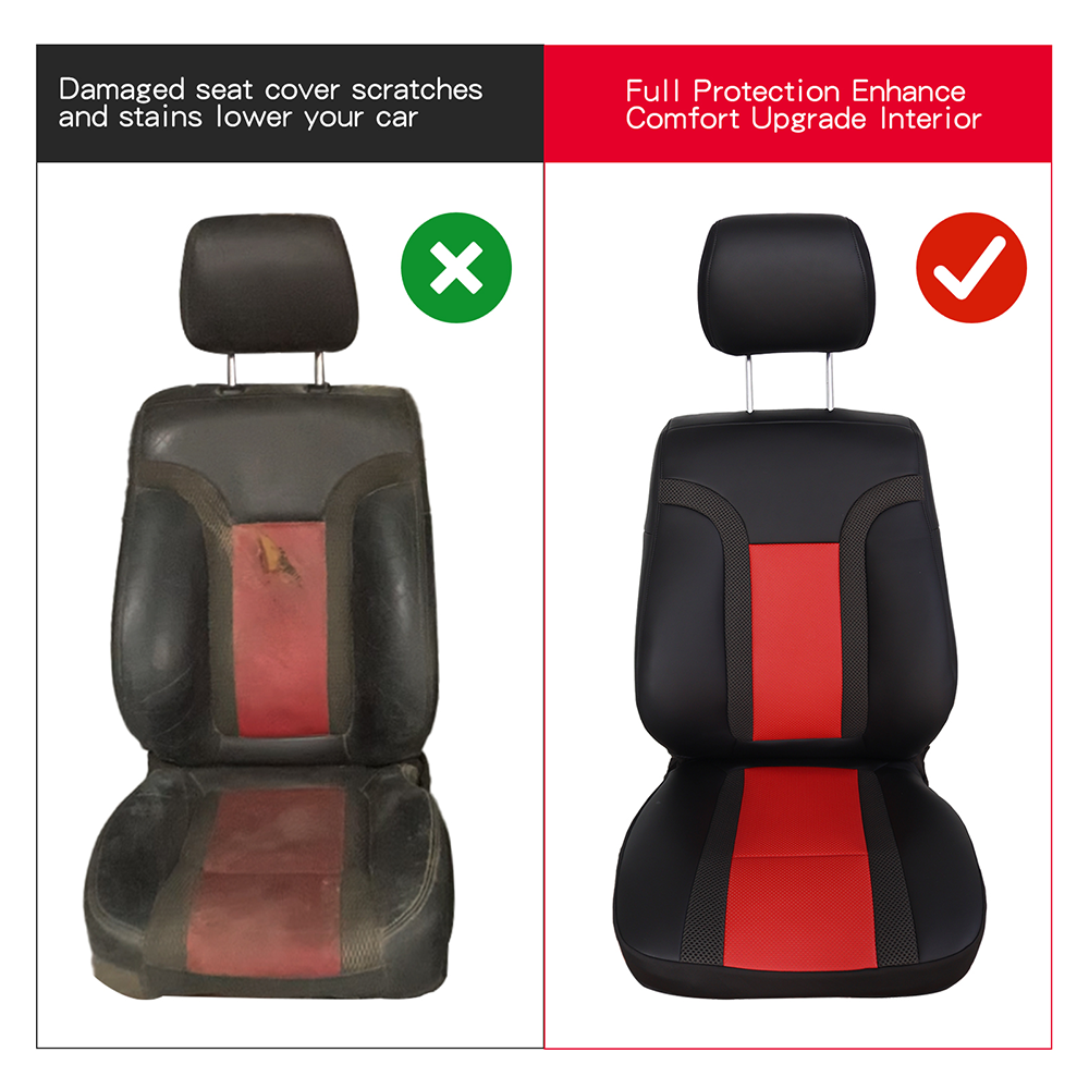 Driver Leather Seat Cover Black & Red Syn.For Ford F150 Raptor SVT 2010 - 2014