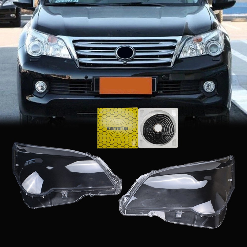 For Lexus GX460 2010-2013 A Pair Left & Right Headlight Lens Cover+Sealant Glue