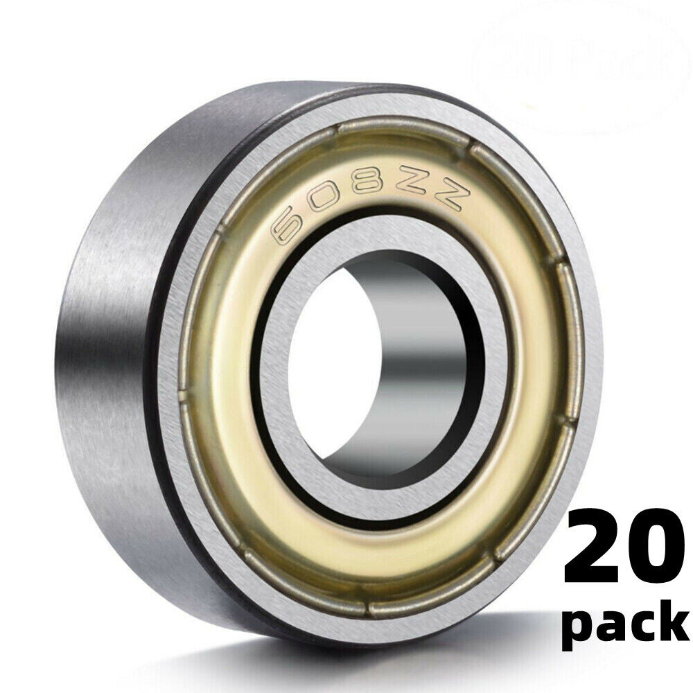 608ZZ Ball Bearing 8x22x7 Dual Shielded Metal Chrome Skateboard 20 QTY
