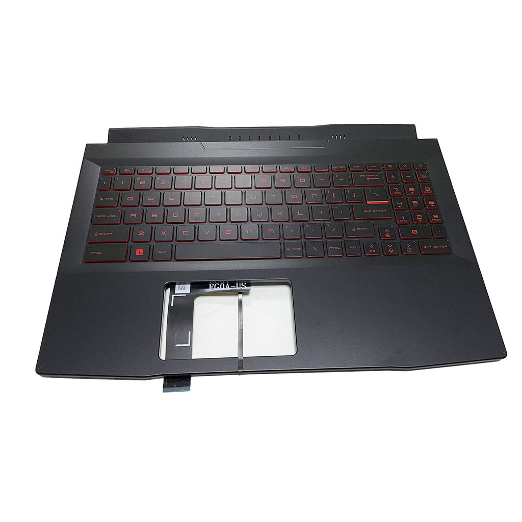 For MSI Katana GF66 MS-1581 MS-1582 Upper Case Palmrest Red Backlit Keyboard New