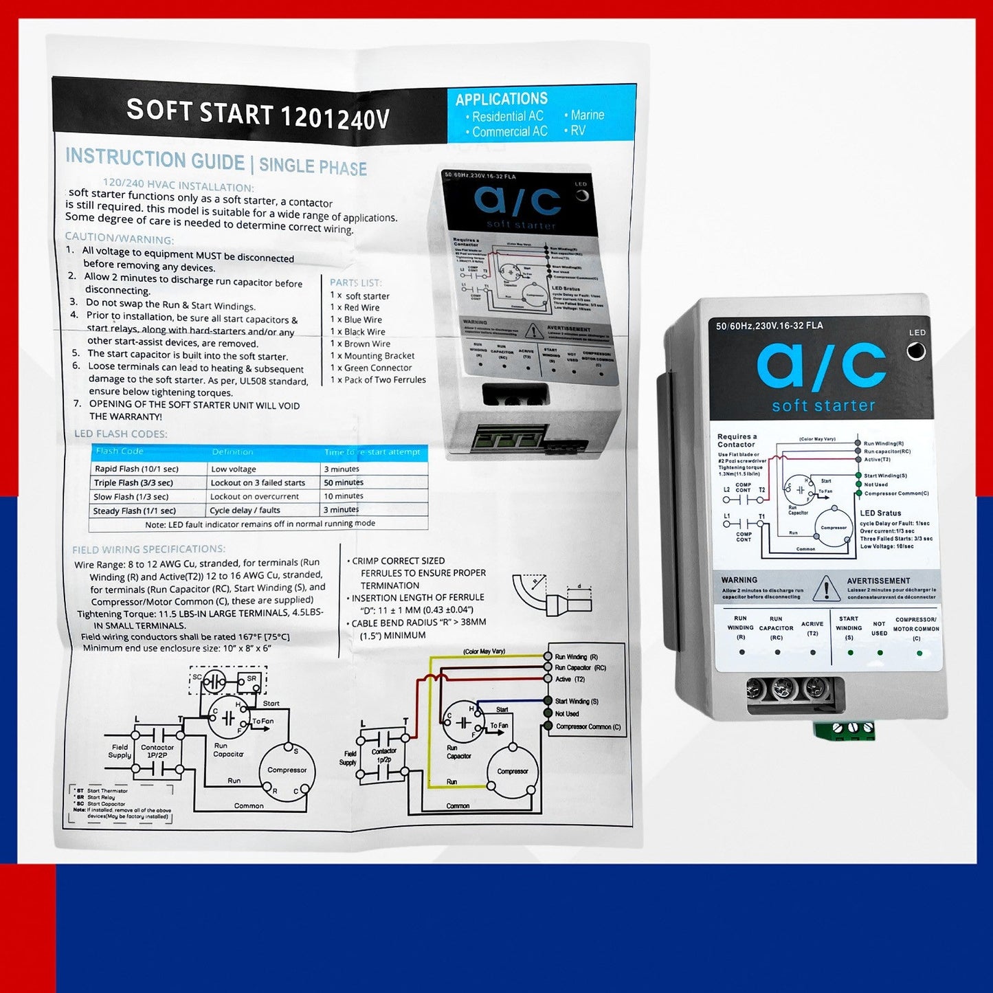 16-32A Air Conditioner Soft Start Module Reverse motor protection for generators