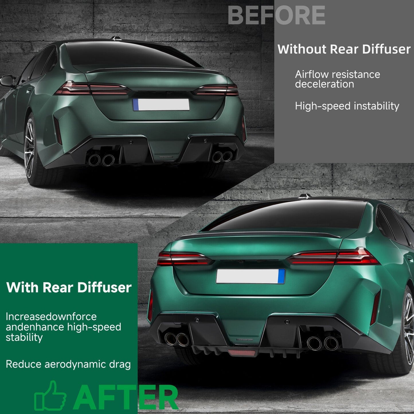 For Infiniti G37 G35 Sedan Rear Bumper Diffuser 6 Shark Fin Splitter Lip Spoiler