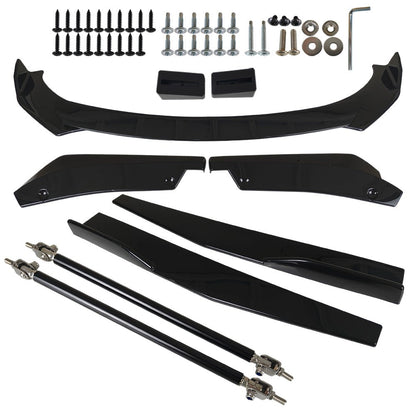 For Dodge Charger 2007-2014 Glossy Black Front Bumper Lip Spoiler Body Kit Side