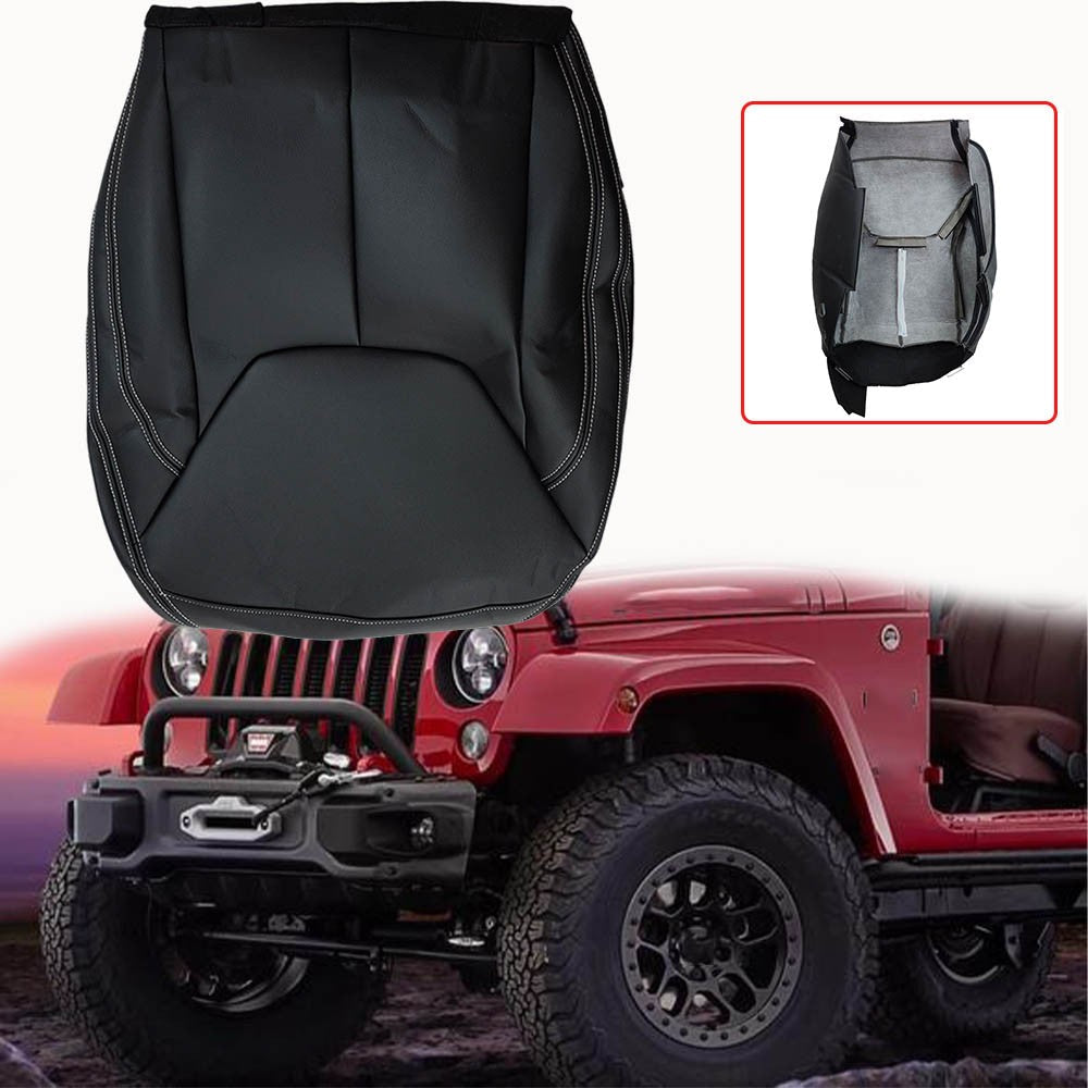 Passenger Bottom Leather Seat Cover Black For 2011-2017 Jeep Wrangler Rubicon