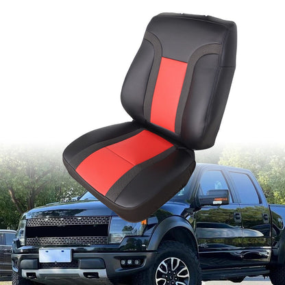 Driver Leather Seat Cover For 2010 - 2014 Ford F150 Raptor SVT  Black & Red Syn.