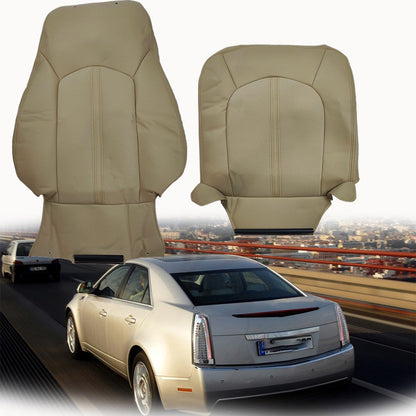 Front Driver Top & Bottom Leather Seat Covers Tan For 2008 - 2013 Cadillac CTS