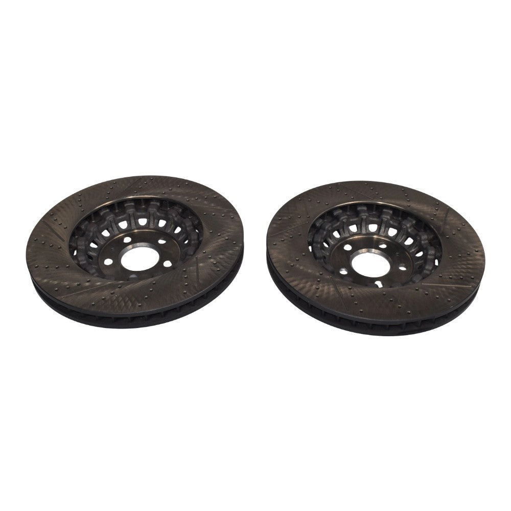 New Pair Set of 2 Front 375mm Drilled Brake Disc Rotors for 2018-2023 Audi RS5