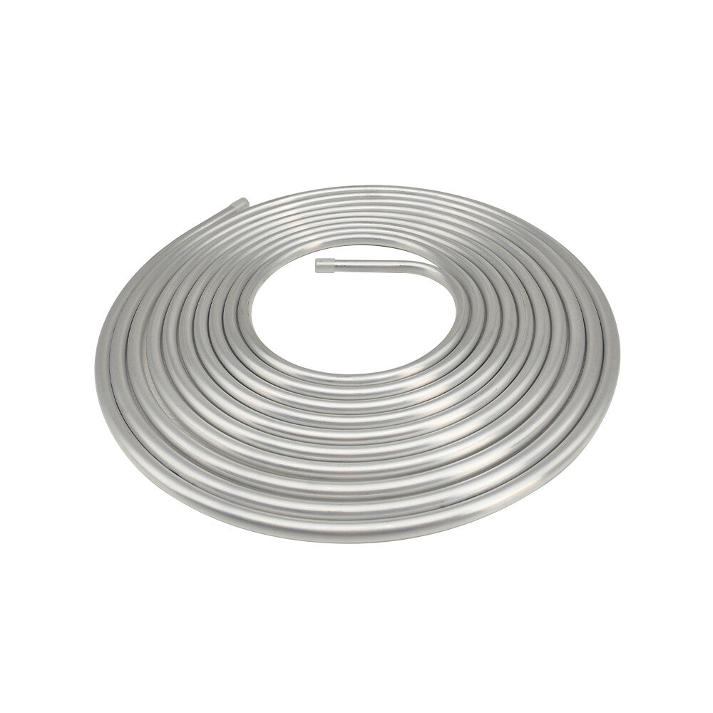 Performance 3/8" Diameter 25' Coiled Tubing Fuel Line Aluminum Silver New