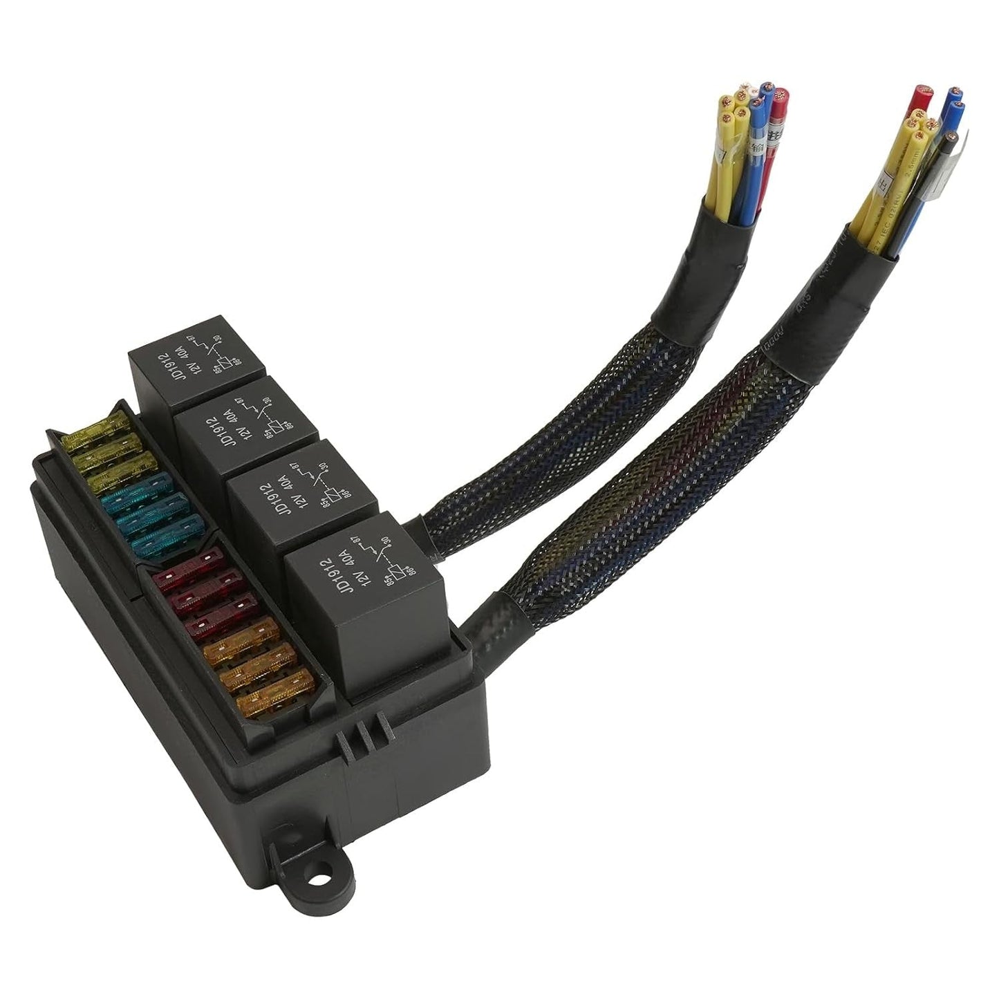 12V Fuse Relay Box 4pcs 4Pin Relays Pre-Wired ATC/ATO Blade for Car Truck Boat