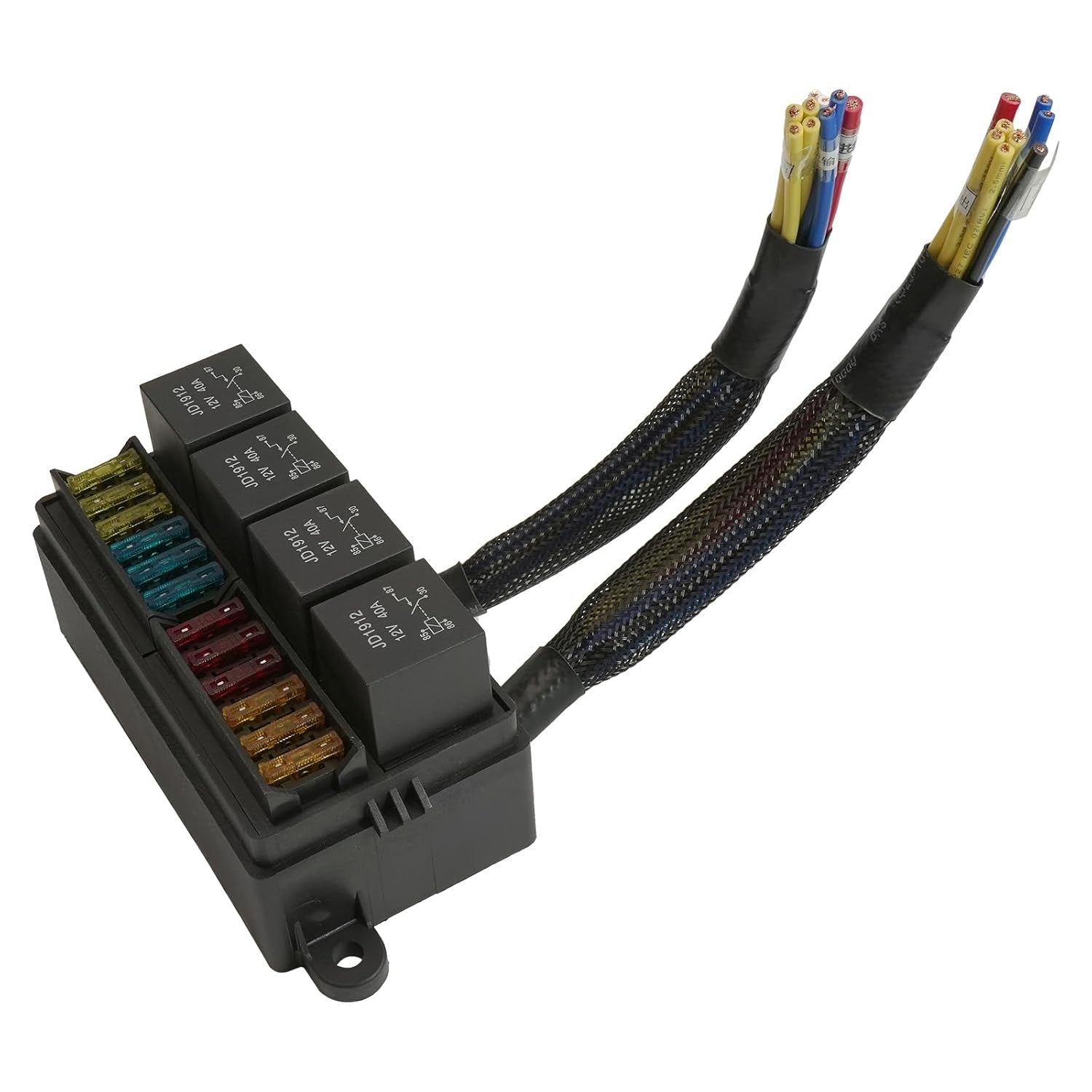 12V Fuse Relay Box 4pcs 4Pin Relays Pre-Wired ATC/ATO Blade for Car Truck Boat