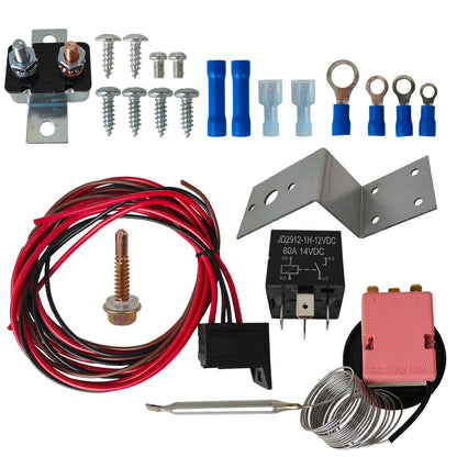 Adjustable 12V Electric Radiator Fan Thermostat 3-Pin Control Relay Wire Kit New