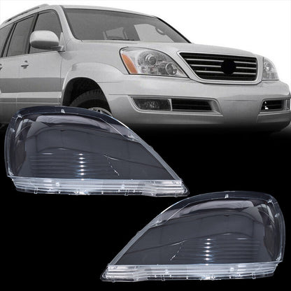 Driver + Passenger Pair Headlamp Headlight Lens Covers For Lexus GX470 2003-2009