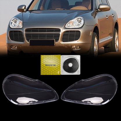 For Porsche Cayenne 2003-2006 2PCS Car Headlight Lens Cover Shell+Glue Clear L+R