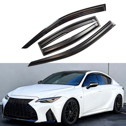 FOR 2021-2025 LEXUS IS300 IS350 PREMIUM BLACK TRIM WINDOW VISOR RAIN GUARD US
