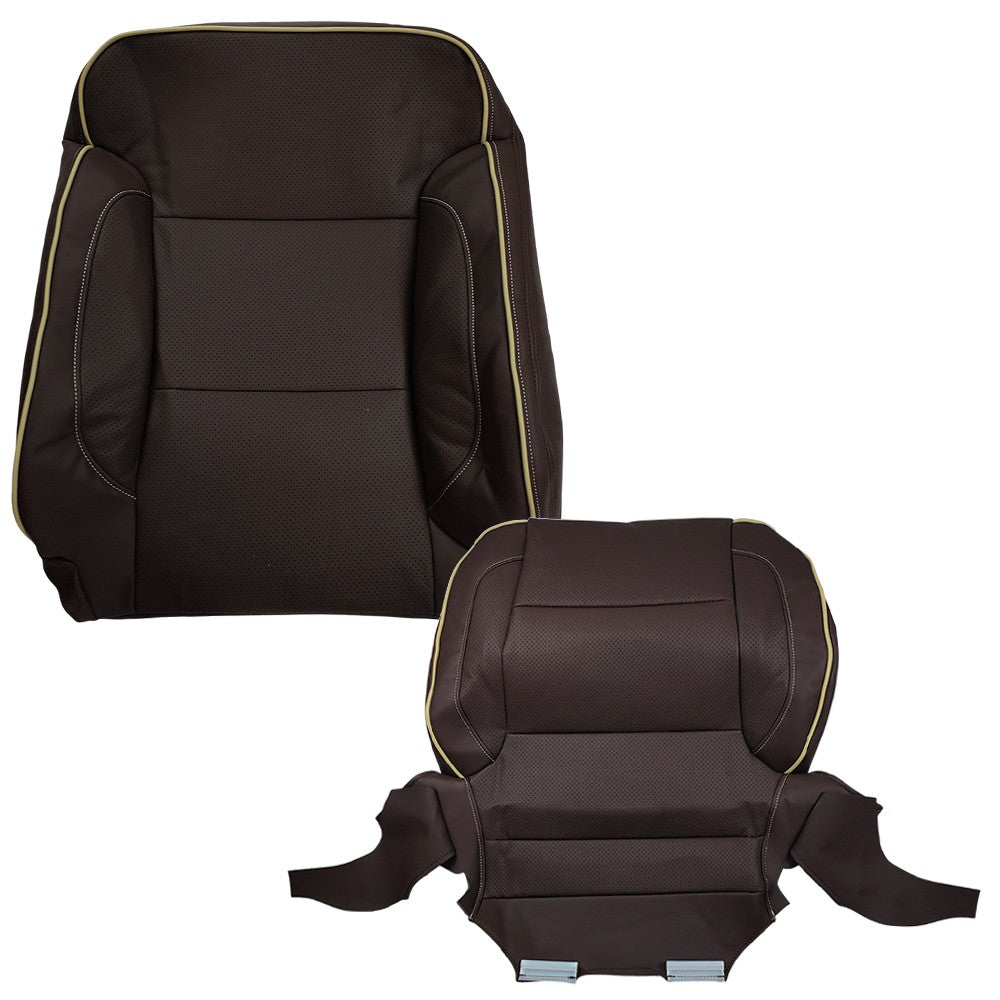 Driver Leather Seat Cover Brown For 2014 2015-2019 Chevy Silverado HIGH COUNTRY