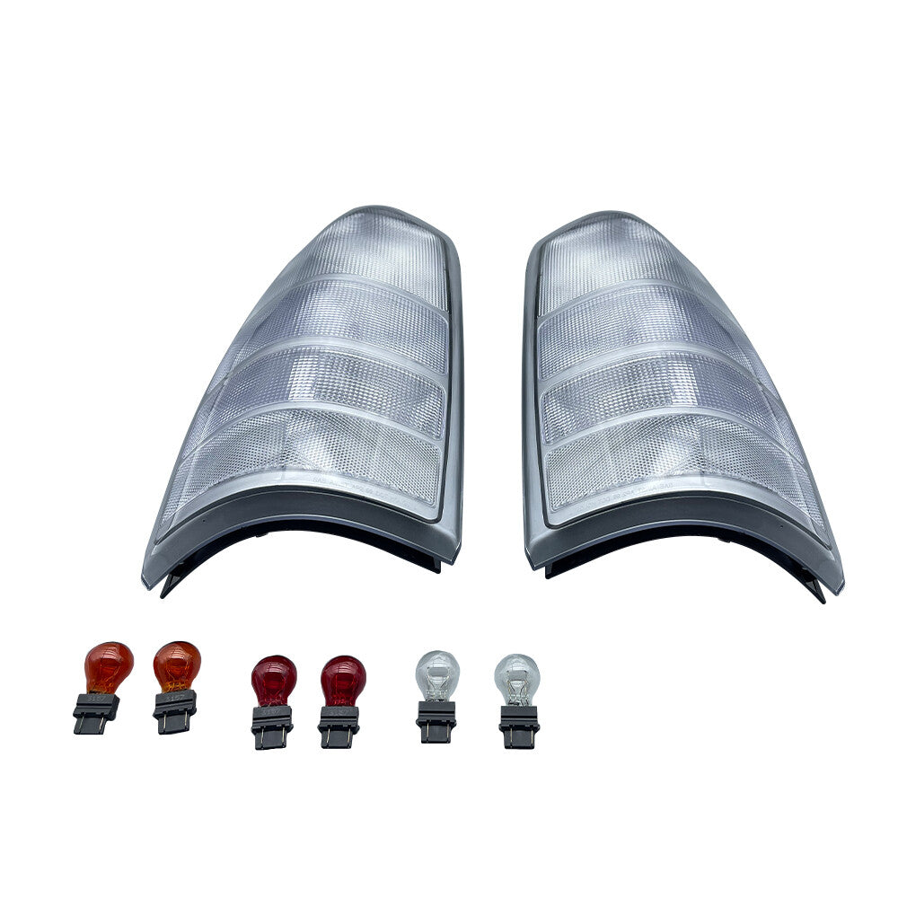 All CLEAR For 1999-02 Chevy Silverado Pickup Truck US Rear Tail Light Set