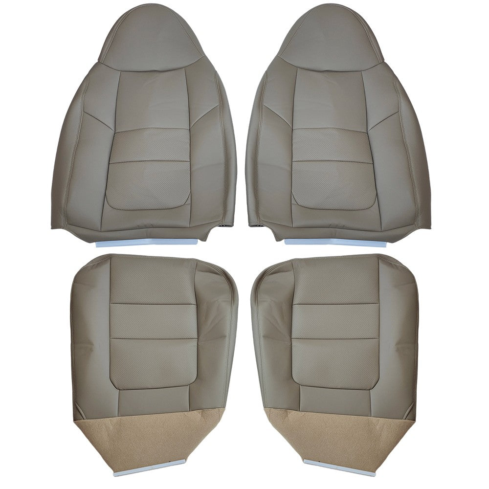 Front Both Side Bottom Top Leather Seat Cover TAN For 2001 Ford F250 F350 Lariat