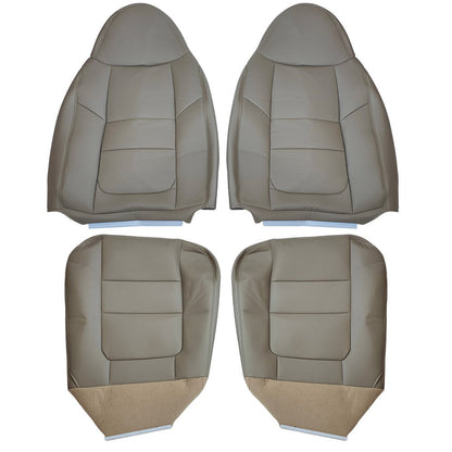 Front Both Side Bottom Top Leather Seat Cover TAN For 2001 Ford F250 F350 Lariat
