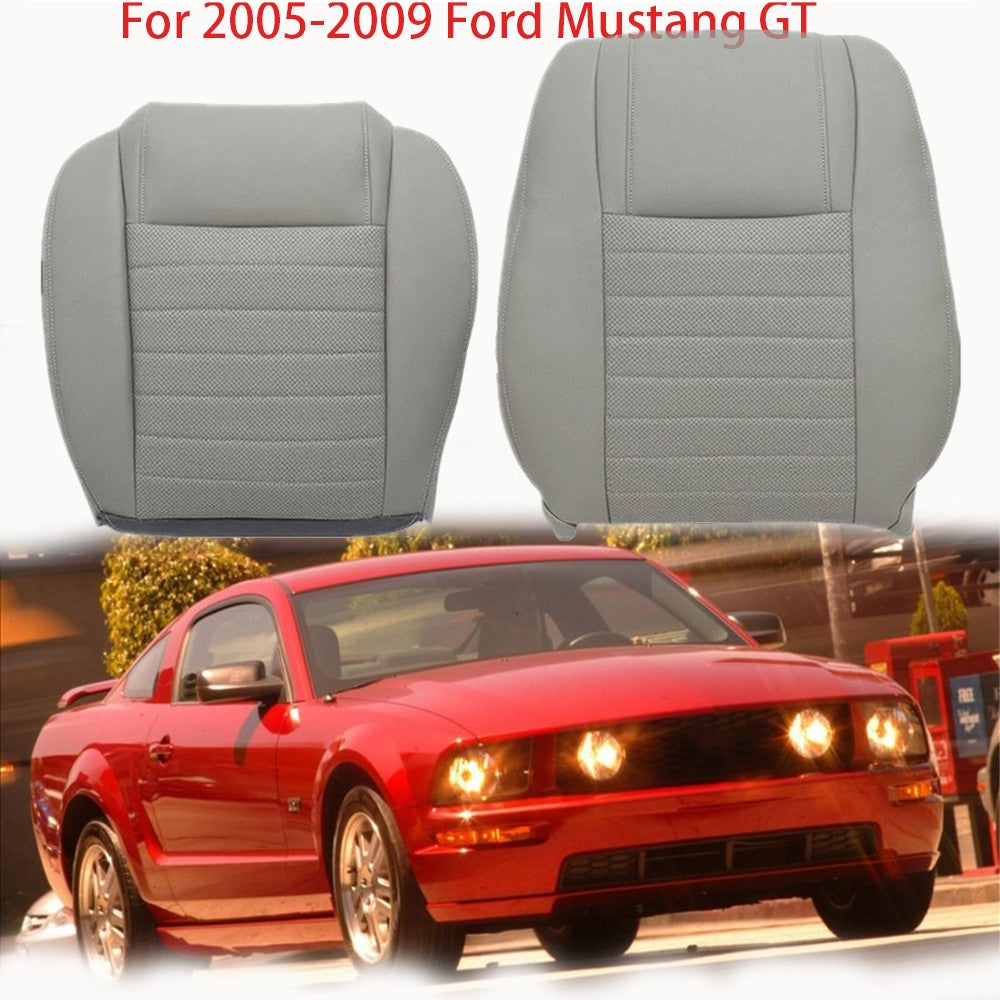 Front Driver Top & Bottom Leather Covers For 2005 2006 -2009 Ford Mustang GT