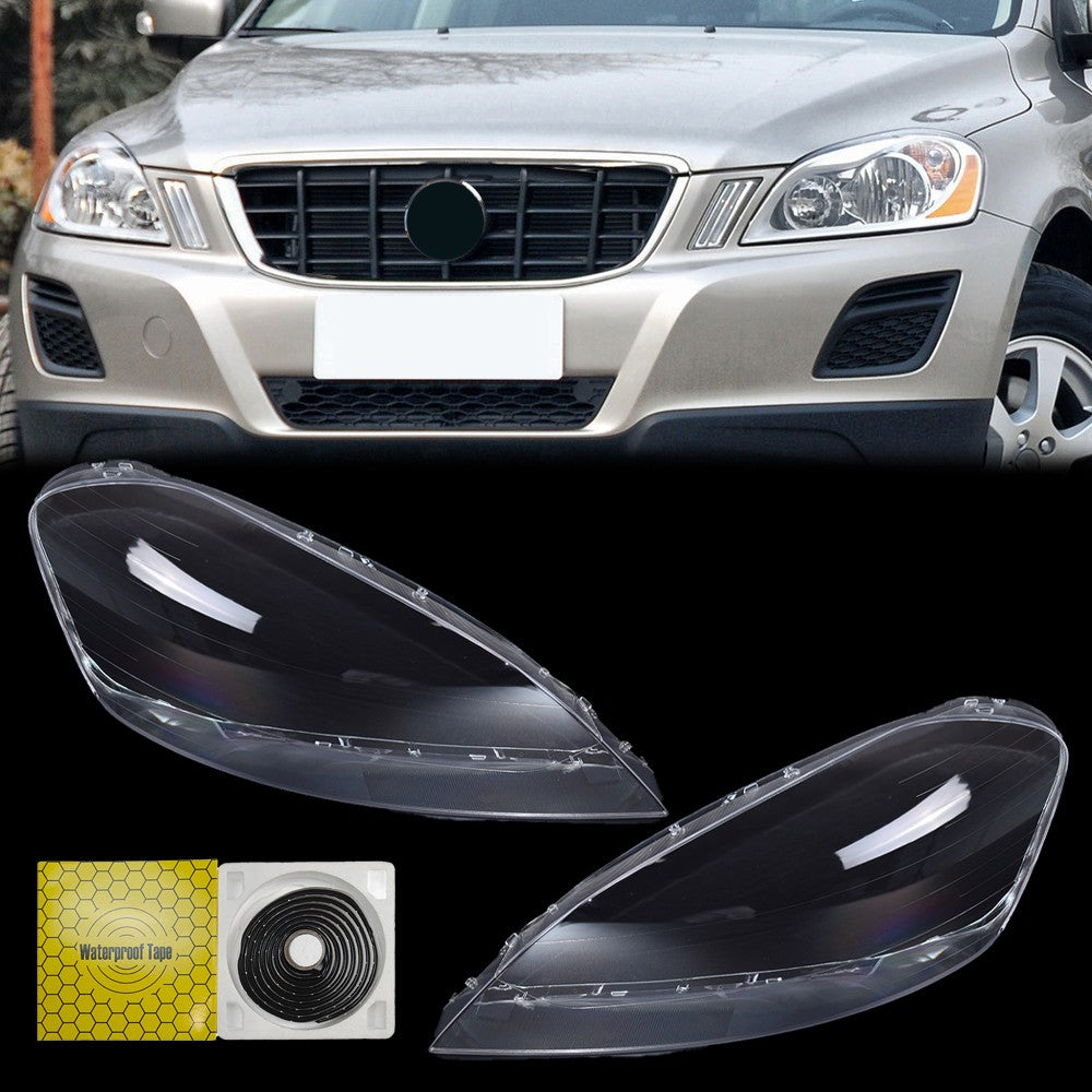 Front Pair Headlight Lens Cover For Volvo XC60 2009 2010 2011 2012 2013 Clear