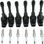 6 UF550 Ignition Coil Iridium Spark Plug for V6 3.5L 09-20 Nissan Maxima Murano