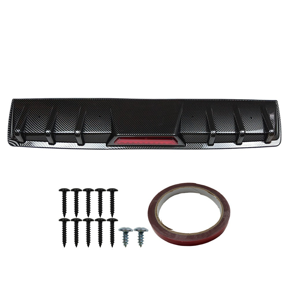 For VW Golf GTI MK6 MK7 Carbon Fiber Rear Bumper Diffuser LED Brake Light
