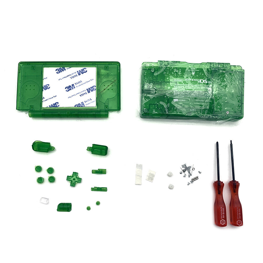 New For Nintendo DS Lite Full Replacement Top & Bottom Housing Shell Clear Green
