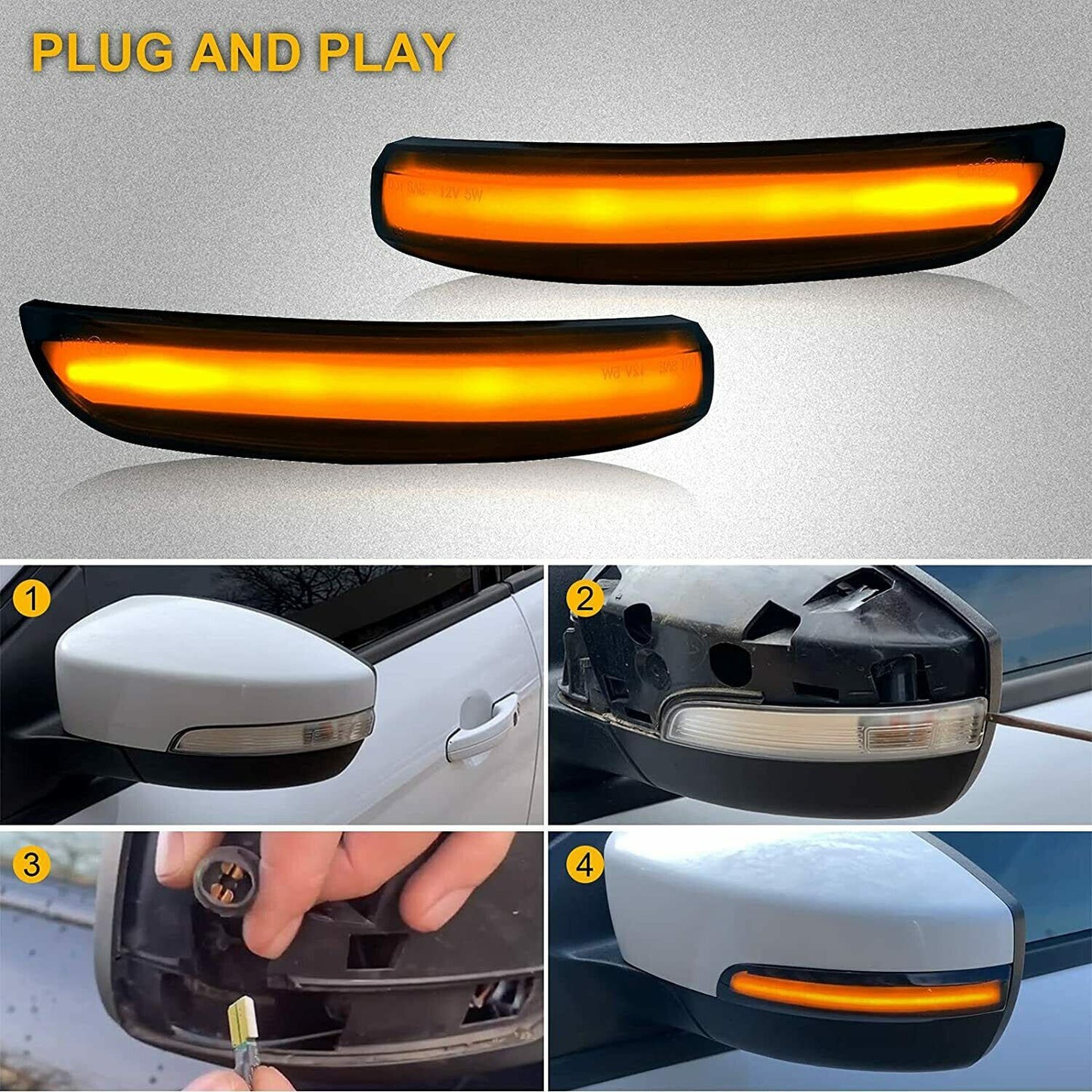 Sequential Led Side Mirror Turn Signal Light for Ford Kuga Escape Focus