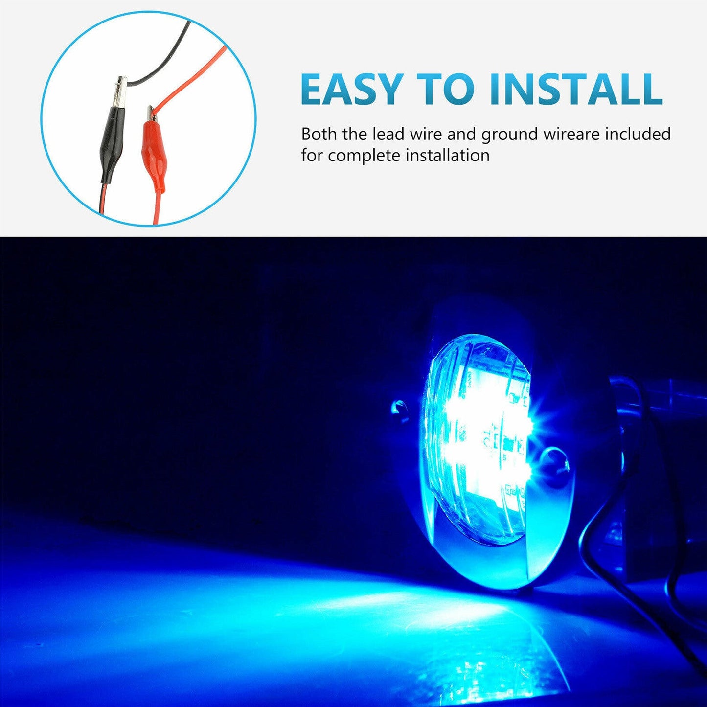 4X Round Marine Boat LED Courtesy For Cabin Deck Stern Navigatioin Light Blue