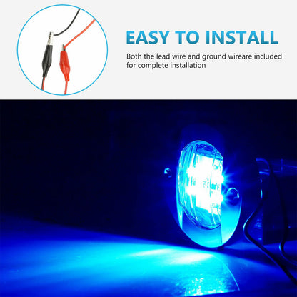4X Round Marine Boat LED Courtesy For Cabin Deck Stern Navigatioin Light Blue