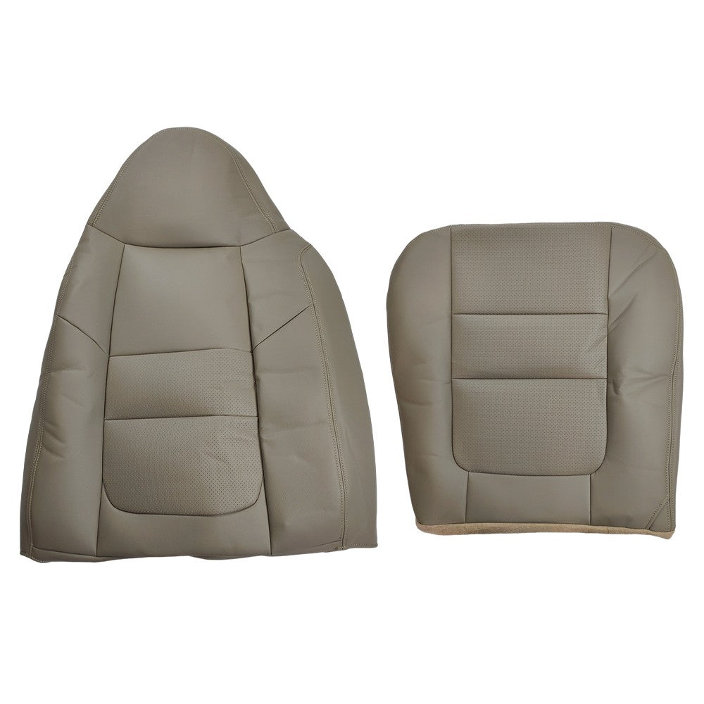 For 2001 Ford F250 F350 F450 Lariat Driver Bottom & Top Leather Seat Covers TAN